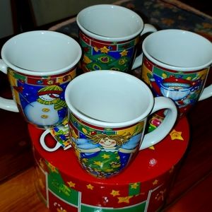 Holiday mugs,4pc and case
